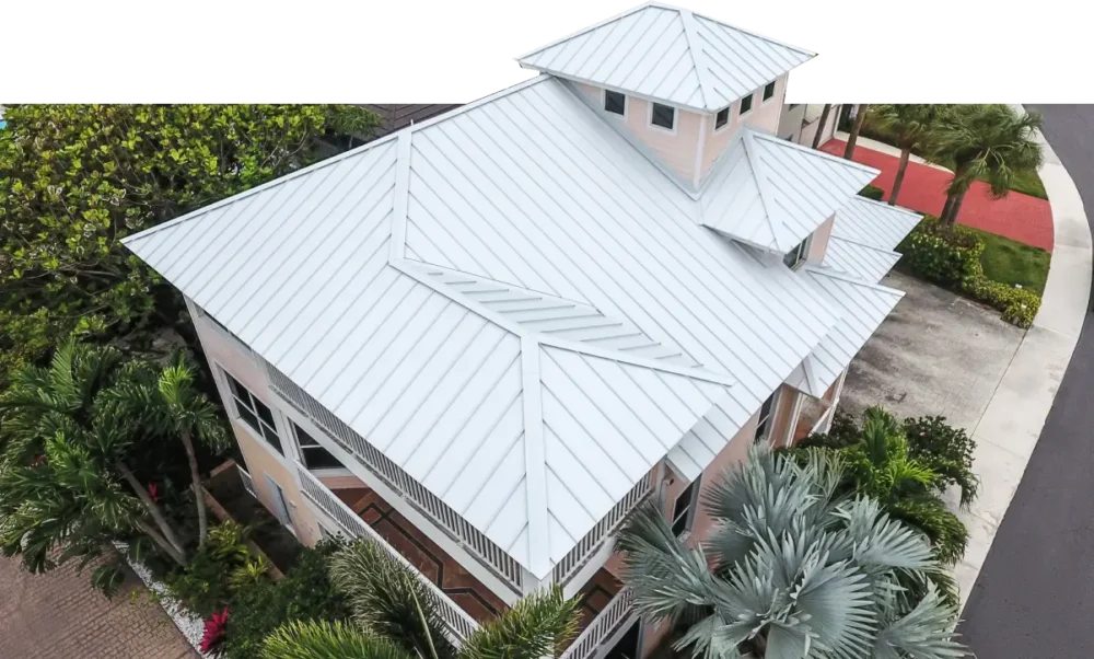 White Metal Roof on Big Luxury House